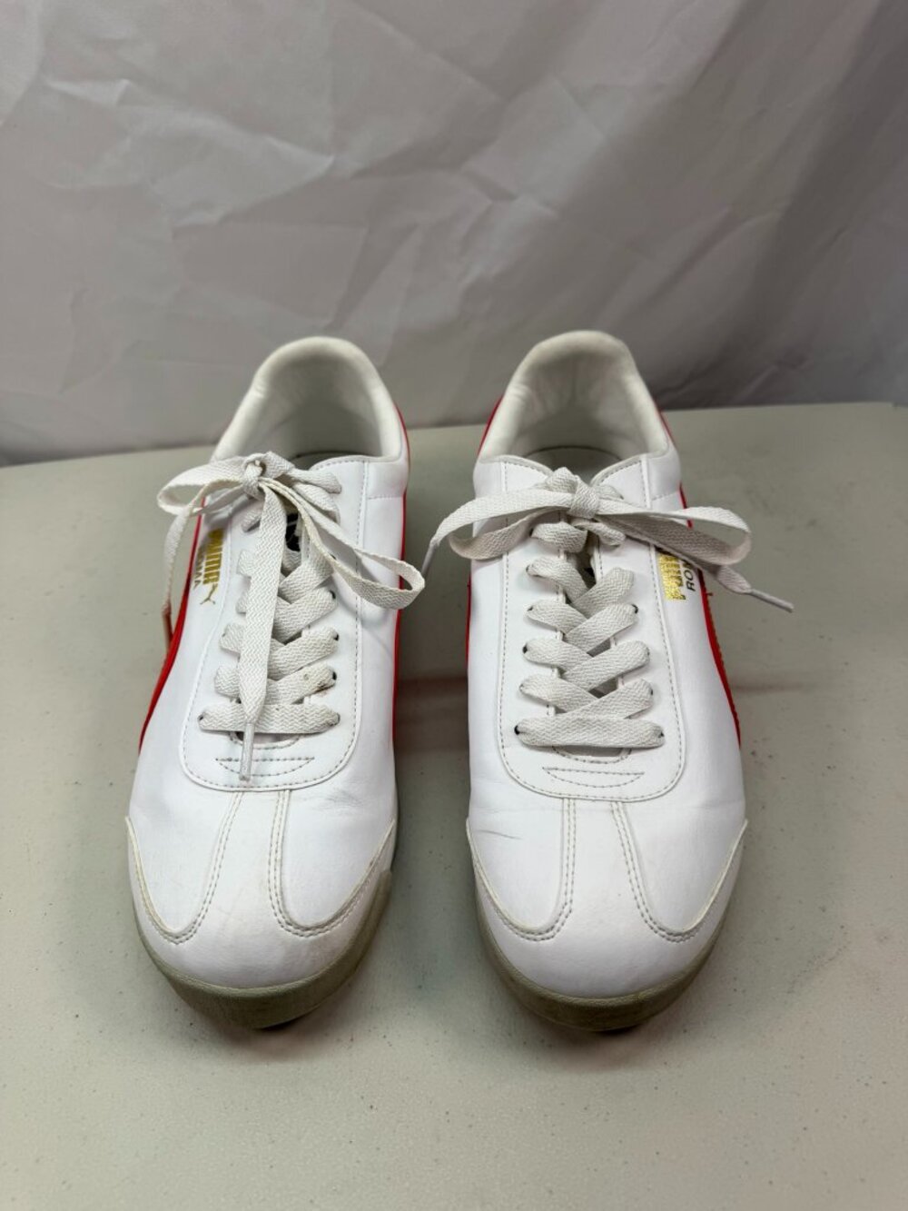 Puma Roma Basic Men’s 12 White/Red – Retro Athletic Sneakers –Classic Puma Style